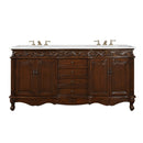 72 Inch Brown Antique Traditional Style Double Sink White Top Beckham Bathroom Vanity - Chans Furniture