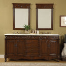 72 Inch Brown Antique Traditional Style Double Sink White Top Beckham Bathroom Vanity - Chans Furniture