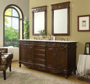 72 Inch Brown Antique Traditional Style Double Sink White Top Beckham Bathroom Vanity - Chans Furniture