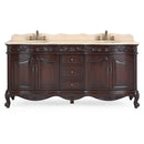 72 Inch Brown Antique Traditional Style Double Sink White Top Beckham Bathroom Vanity