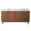 72 Inch Fume Double Sink Mango Warm Oak Brown Finish Bathroom Vanity With White Top