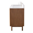 72 Inch Fume Double Sink Mango Warm Oak Brown Finish Bathroom Vanity With White Top