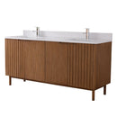 72 Inch Fume Double Sink Mango Warm Oak Brown Finish Bathroom Vanity With White Top