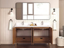 72 Inch Fume Double Sink Mango Warm Oak Brown Finish Bathroom Vanity With White Top