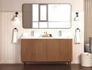 72 Inch Fume Double Sink Mango Warm Oak Brown Finish Bathroom Vanity With White Top