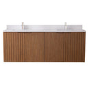 72 Inch Fume Double Sink Mango Warm Oak Brown Finish Wall Mount Floating Style Bathroom Vanity