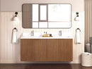 72 Inch Fume Double Sink Mango Warm Oak Brown Finish Wall Mount Floating Style Bathroom Vanity