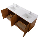 72 Inch Fume Double Sink Mango Warm Oak Brown Finish Wall Mount Floating Style Bathroom Vanity