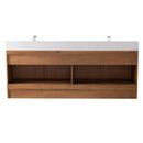 72 Inch Fume Double Sink Mango Warm Oak Brown Finish Wall Mount Floating Style Bathroom Vanity