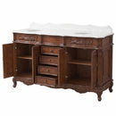 72 Inch Morton Traditional Double Sink Bathroom Vanity Antique Brown with White Quartz Top