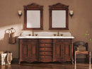 72 Inch Morton Traditional Double Sink Bathroom Vanity Antique Brown with White Quartz Top