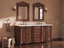 72 Inch Morton Traditional Double Sink Bathroom Vanity Antique Brown with White Quartz Top
