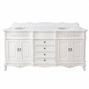 72 Inch Morton Traditional Double Sink Bathroom Vanity Antique White with White Quartz Top