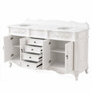 72 Inch Morton Traditional Double Sink Bathroom Vanity Antique White with White Quartz Top