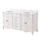 72 Inch Morton Traditional Double Sink Bathroom Vanity Antique White with White Quartz Top