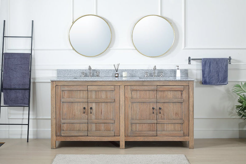 72 Inch Natural Wood Artisan Style Single Sink Lindor Bathroom Vanity - Chans Furniture