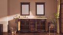64 Inch Traditional Freestanding Cherry Brown Beckham Bathroom Vanity, Double Sink, Cream Marble Top, Fully Assembled