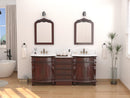 78 Inch Traditional Style Solid Wood Hopkinton Double Sink Bathroom Vanity Set With White Marble Top