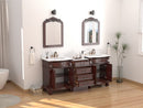 78 Inch Traditional Style Solid Wood Hopkinton Double Sink Bathroom Vanity Set With White Marble Top