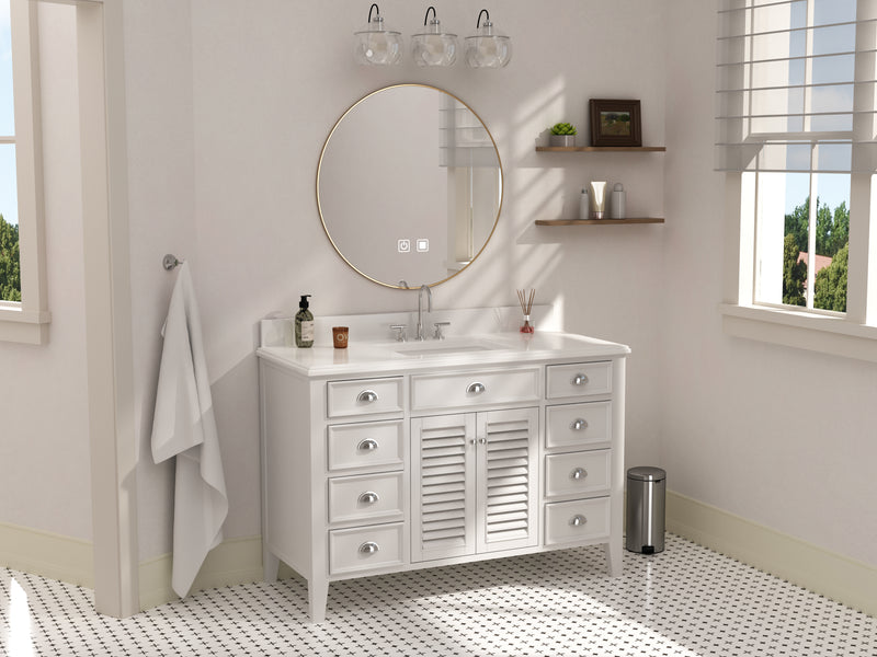 50 Inch Contemporary Style White Kalani Bathroom Vanity