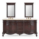 72 Inch Brown Antique Traditional Style Double Sink White Top Beckham Bathroom Vanity