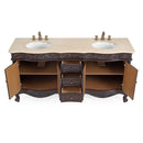 72 Inch Brown Antique Traditional Style Double Sink White Top Beckham Bathroom Vanity
