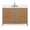 48 Inch Natural Oak Fluted Style Marbella Bathroom Vanity With White Quartz Top