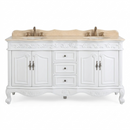 64 Inch Antique White Traditional Style Double Sink Marble Top Beckham Bathroom Vanity