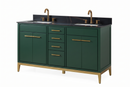 60" Tennant Brand Modern Style Hunter Green Beatrice Double Sink Bathroom Vanity