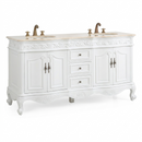 64 Inch Antique White Traditional Style Double Sink Marble Top Beckham Bathroom Vanity