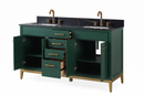 60" Tennant Brand Modern Style Hunter Green Beatrice Double Sink Bathroom Vanity