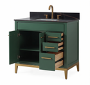 36'' Tennant Brand Modern Style Hunter Green Beatrice Single Sink Bathroom Vanity