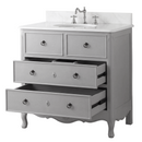 Daleville distressed gray vanity with two drawers pulled open