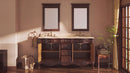 64 Inch Traditional Freestanding Cherry Brown Beckham Bathroom Vanity, Double Sink, Cream Marble Top, Fully Assembled