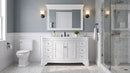 Chans Furniture Sesto white single sink bathroom vanity, lifestyle view in a bathroom with a mirror