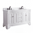 Chans Furniture Sesto white double sink bathroom vanity, angled side view with raised-panel doors
