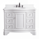42 Inch Traditional White Sesto Bathroom Vanity, Single Sink, White Quartz Top, Fully Assembled