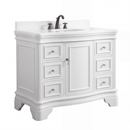 42 Inch Traditional White Sesto Bathroom Vanity, Single Sink, White Quartz Top, Fully Assembled