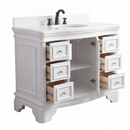42 Inch Traditional White Sesto Bathroom Vanity, Single Sink, White Quartz Top, Fully Assembled