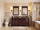 64 Inch Traditional Freestanding Brown Beckham Bathroom Vanity, Double Sink, Marble Top, Fully Assembled
