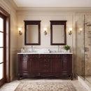64 Inch Traditional Freestanding Brown Beckham Bathroom Vanity, Double Sink, Marble Top, Fully Assembled