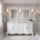 64 Inch Traditional Freestanding Antique White Beckham Bathroom Vanity, Double Sink, Marble Top, Fully Assembled