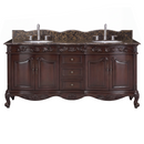64 Inch Traditional Freestanding Brown Beckham Bathroom Vanity, Double Sink, Marble Top, Fully Assembled