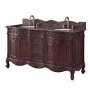 64 Inch Traditional Freestanding Brown Beckham Bathroom Vanity, Double Sink, Marble Top, Fully Assembled
