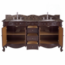 64 Inch Traditional Freestanding Brown Beckham Bathroom Vanity, Double Sink, Marble Top, Fully Assembled
