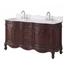 64 Inch Traditional Freestanding Brown Beckham Bathroom Vanity, Double Sink, Marble Top, Fully Assembled