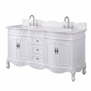 64 Inch Traditional Freestanding Antique White Beckham Bathroom Vanity, Double Sink, Marble Top, Fully Assembled