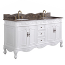 64 Inch Traditional Freestanding Antique White Beckham Bathroom Vanity, Double Sink, Marble Top, Fully Assembled