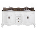 64 Inch Traditional Freestanding Antique White Beckham Bathroom Vanity, Double Sink, Marble Top, Fully Assembled