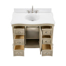 42 Inch Traditional Light Beige Oak Wood Sesto Bathroom Vanity, Single Sink, White Quartz Top, Fully Assembled